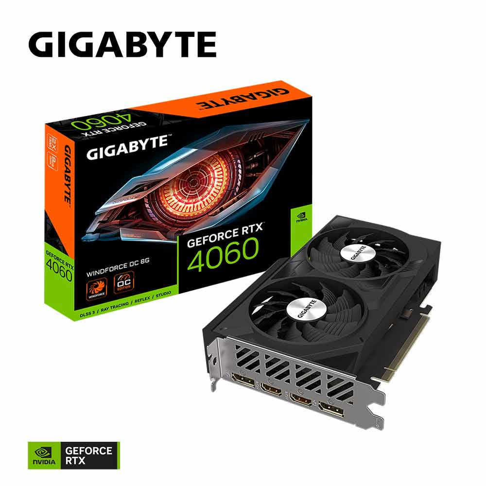 Gigabyte GeForce RTX 4060 WINDFORCE OC 8G Cart Graphique | GV-N4060WF20C-8GD