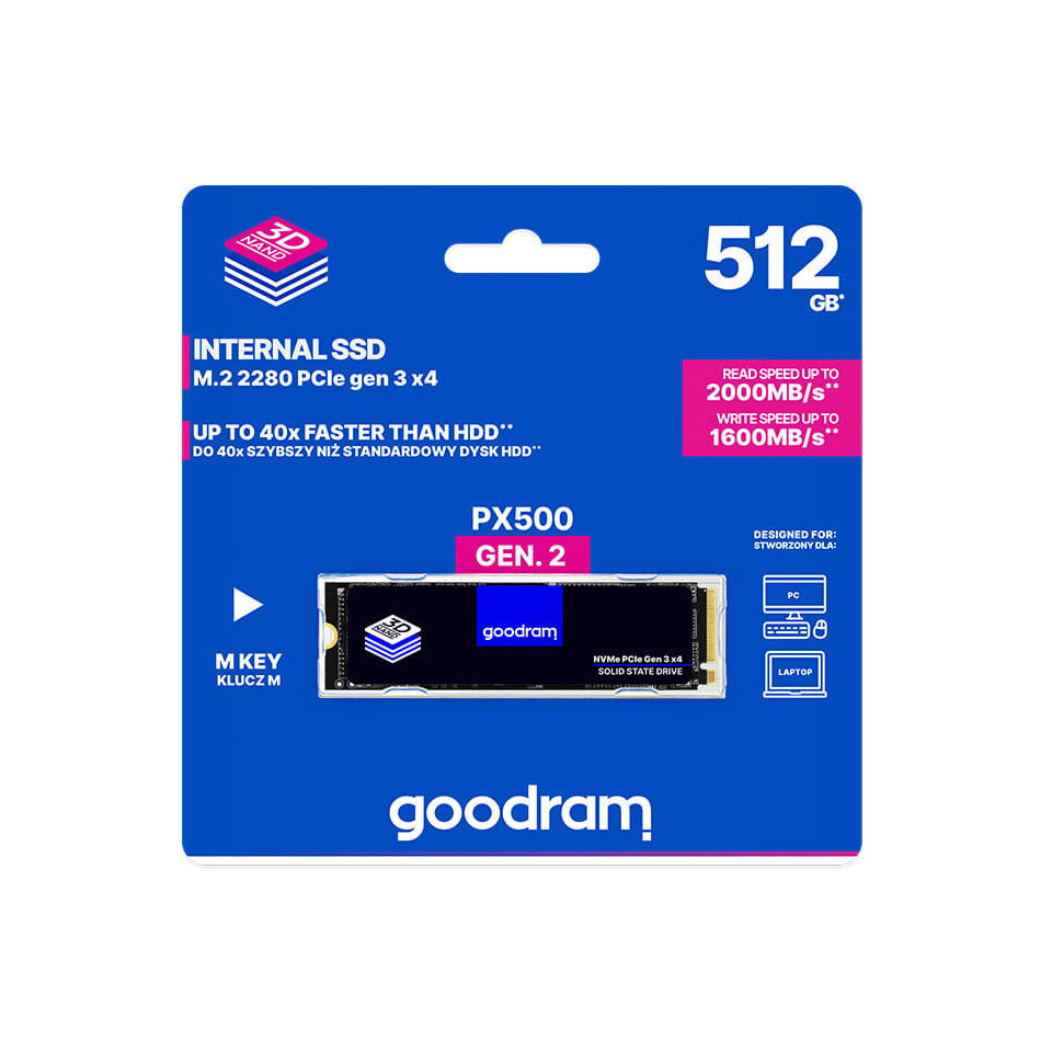 GOODRAM PX500 M.2 512Gb SSD NVMe Disque Dur (PX500512GB)