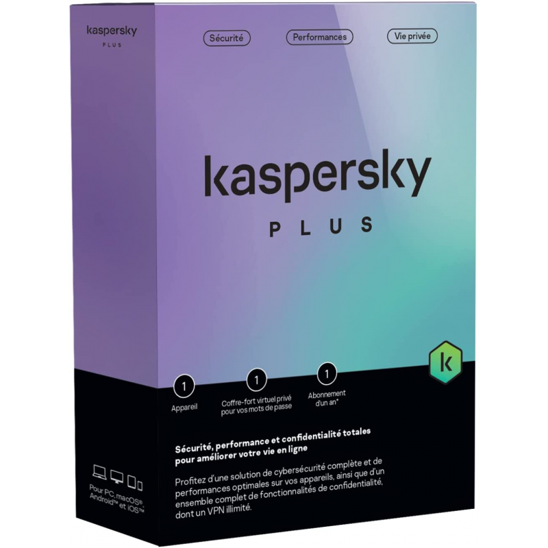 Kaspersky Plus - 1 Poste / 1 an (KL10428BAFS-FFPMAG)