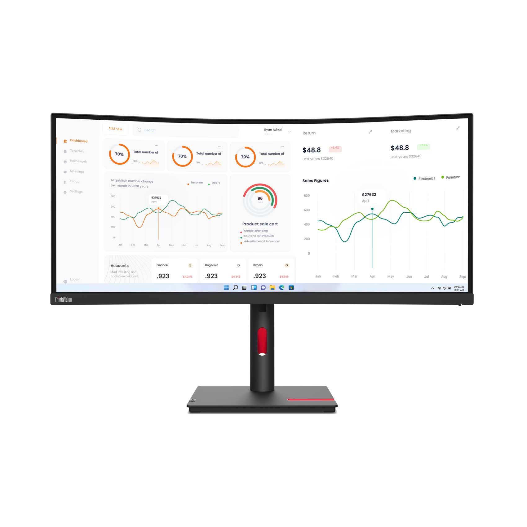 Lenovo ThinkVision T34w-30 Écran Curved 34" QHD (63D4GATIEU)