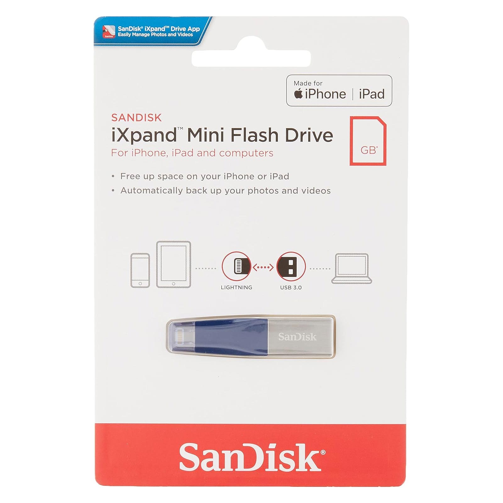 SanDisk iXpand Mini Clé-USB | SDIX40N-128G-GN6NN