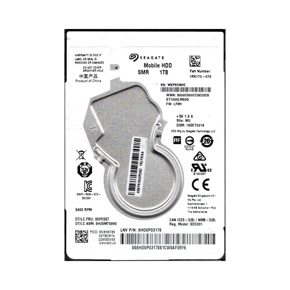 Seagate 1TB 5.4K RPM SATA 7mm 2.5" Disque dur (1RK172-073)